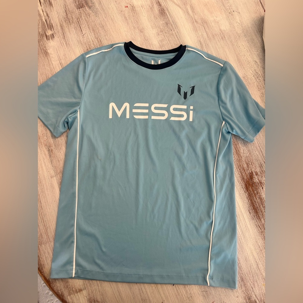 Messi Soccer Training Shirt Youth XL 14/16 Blue Performance Tee